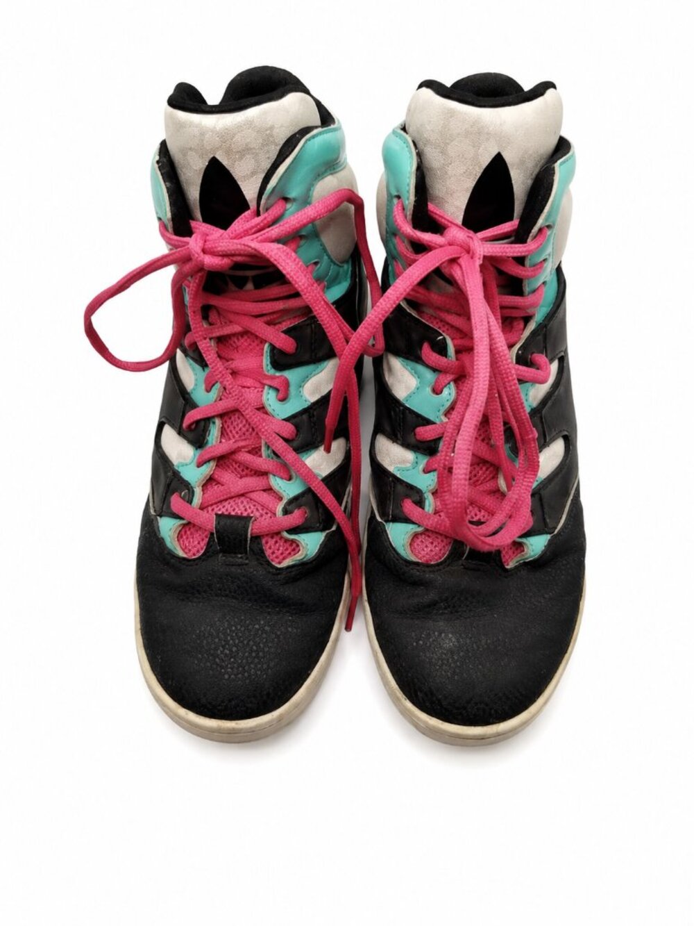 Adidas Originals Torsion High Top Sneakers Black Teal Pink Women's 8.5